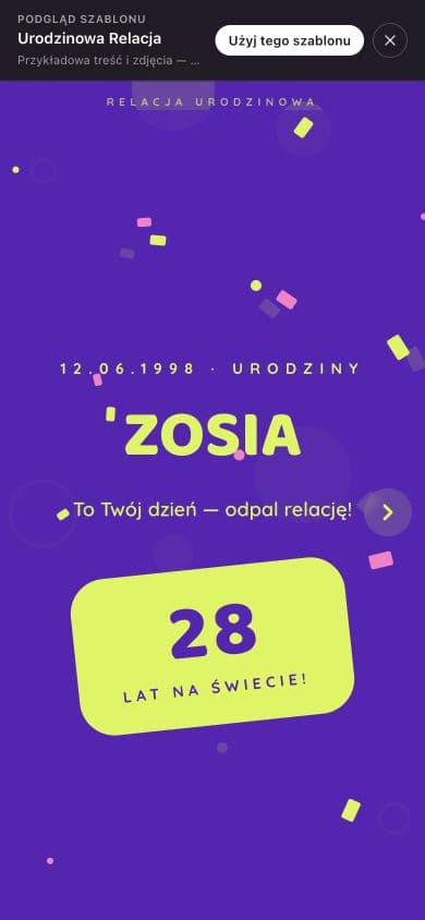 Mobile preview of a Birthday Reel example page